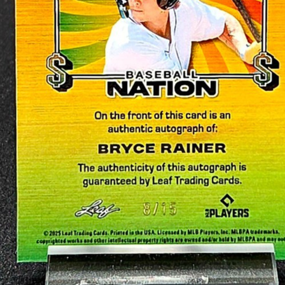 2025 Bryce Rainer 8/15 Bonus Baby Auto RARE Detroit Tigers Top Prospect - Picture 2 of 3